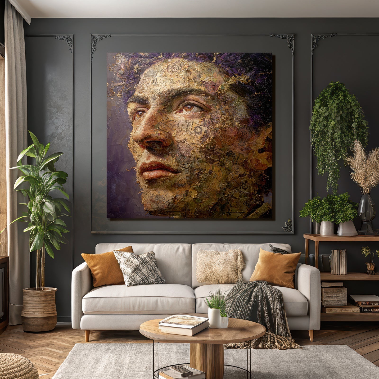 Menschen Gesicht Kunstvolle Darstellung Mit Mustern Und Symbole