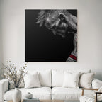 Stylisierte Illustration Einer Figuren In Gebeugter Positur Mit Muster Rot Schwarz Grau