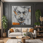 Stylisierte Kunstvolle Porträt Mit Linearer Arbeit Und Ausdrucksvollen Augen
