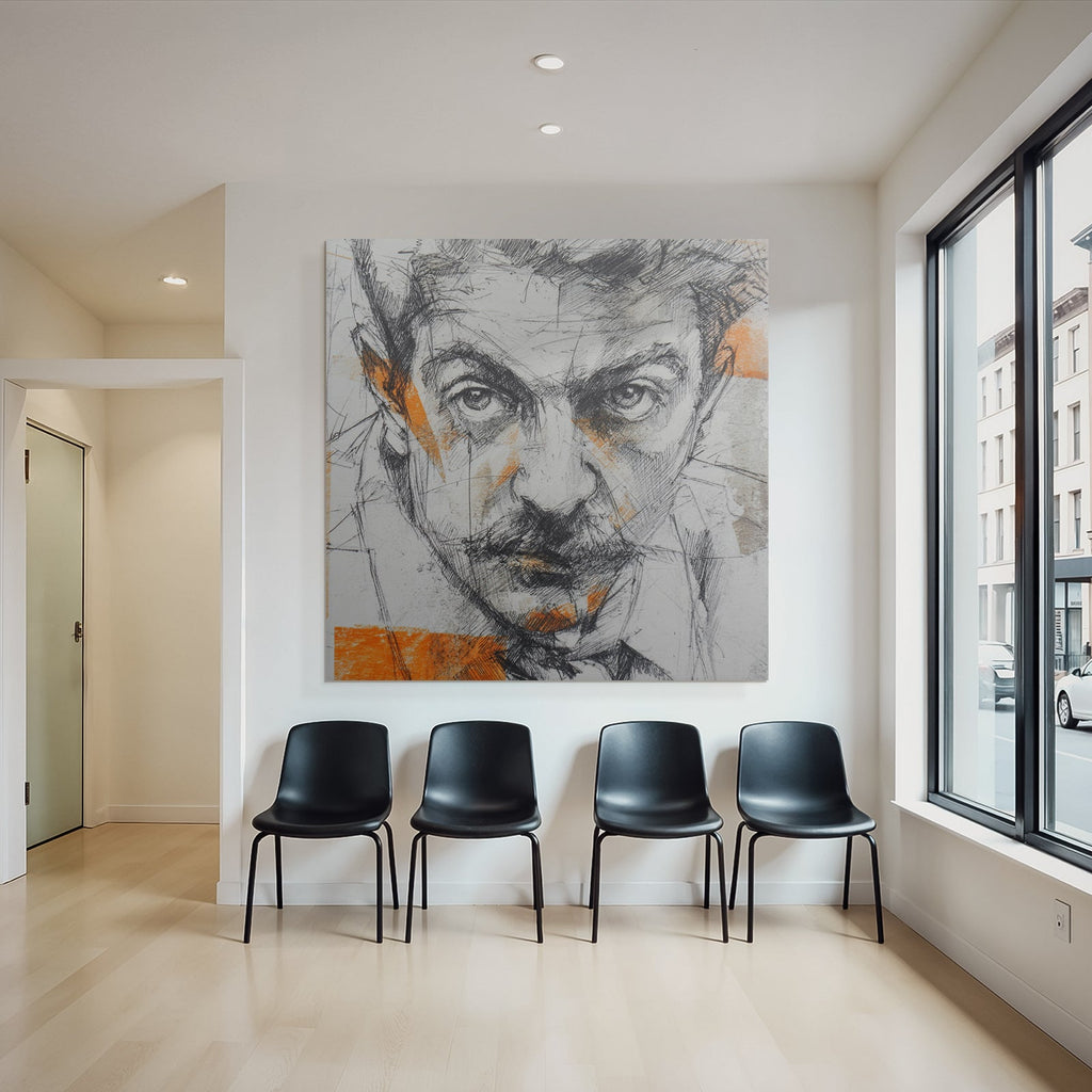 Stylisierte Kunstvolle Porträt Mit Linearer Arbeit Und Ausdrucksvollen Augen