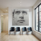 Stylized portrait with intricate linework and shadows