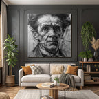 Stylisierte Portrait Gemälde Mit Detailreicher Linienarbeit Und Schattierung