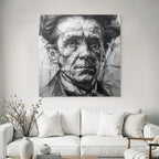 Stylisierte Portrait Gemälde Mit Detailreicher Linienarbeit Und Schattierung