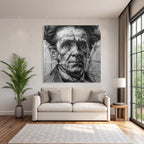Stylisierte Portrait Gemälde Mit Detailreicher Linienarbeit Und Schattierung