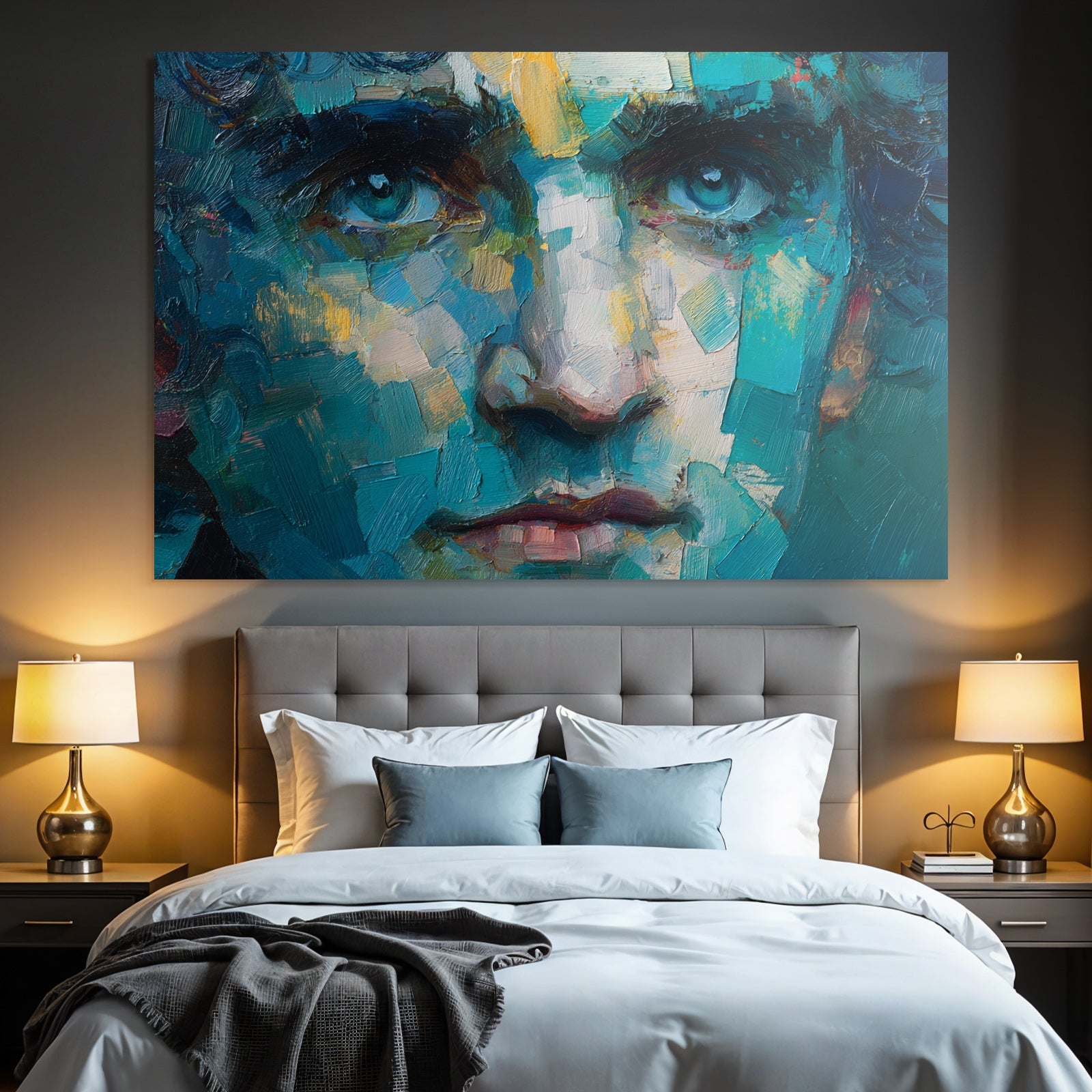 Abstraktes Portrait Mit Vibranten Farben Und Bold Brush Strokes