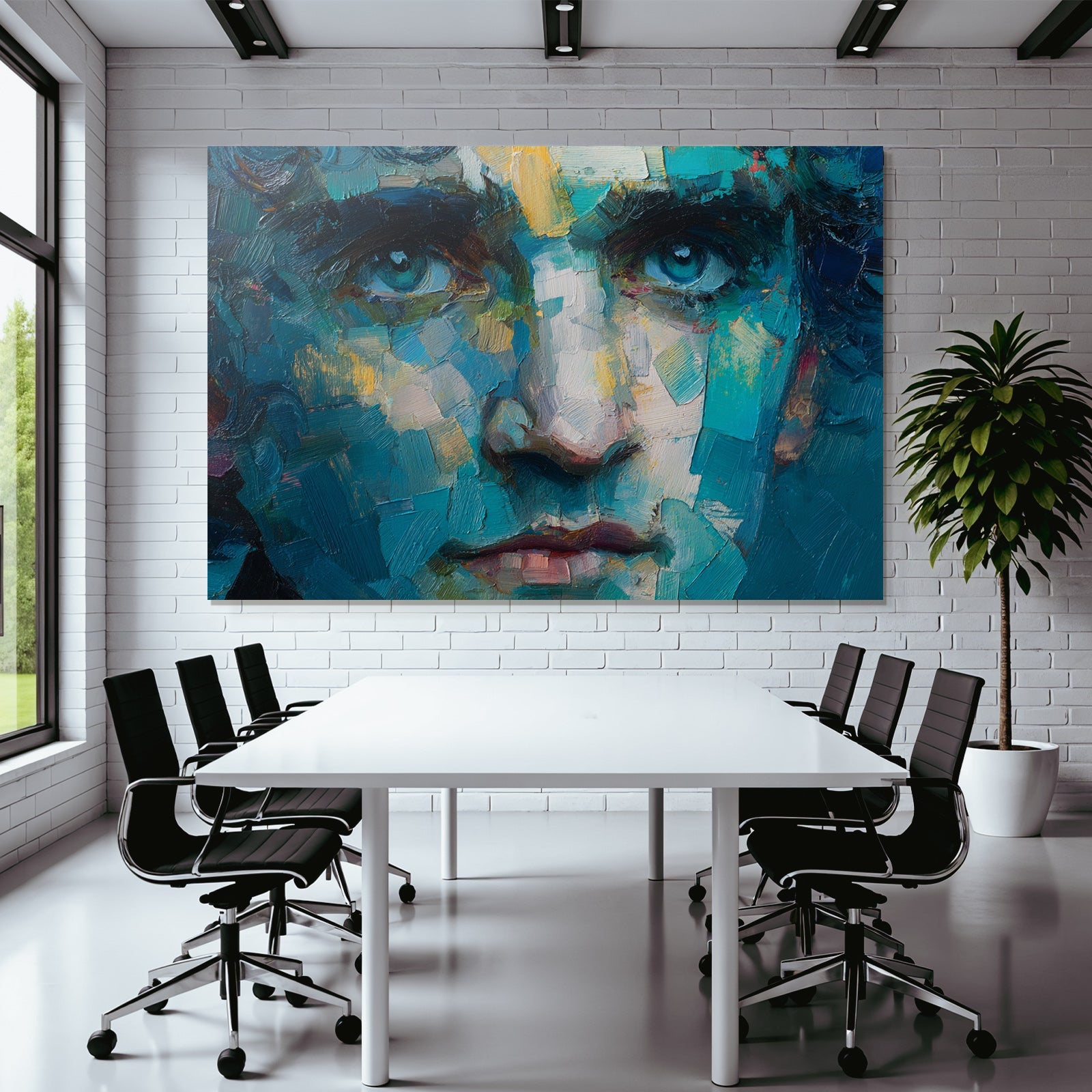 Abstraktes Portrait Mit Vibranten Farben Und Bold Brush Strokes