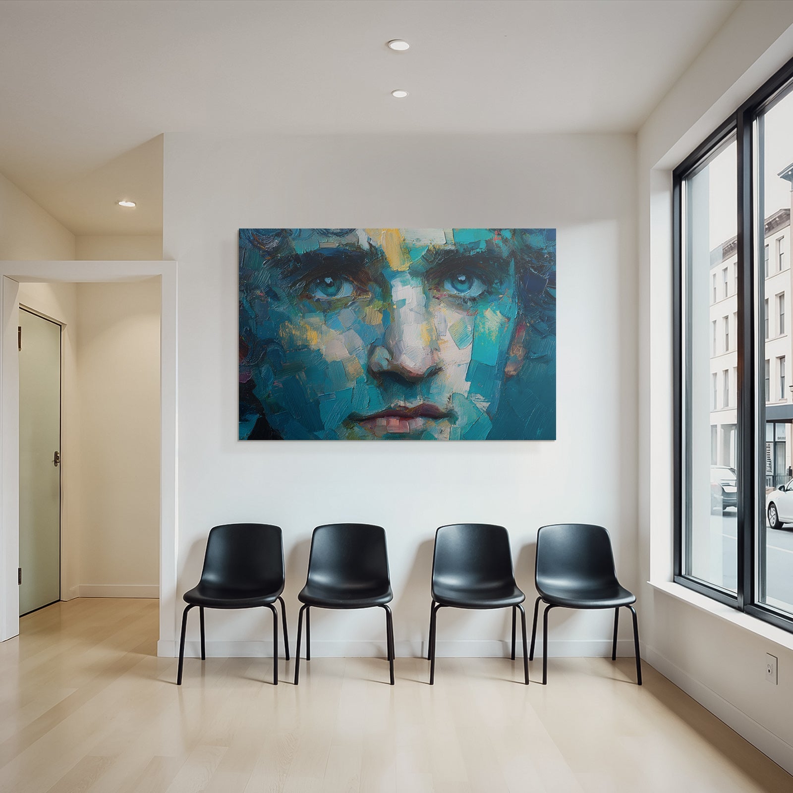 Abstraktes Portrait Mit Vibranten Farben Und Bold Brush Strokes