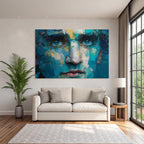 Abstraktes Portrait Mit Vibranten Farben Und Bold Brush Strokes