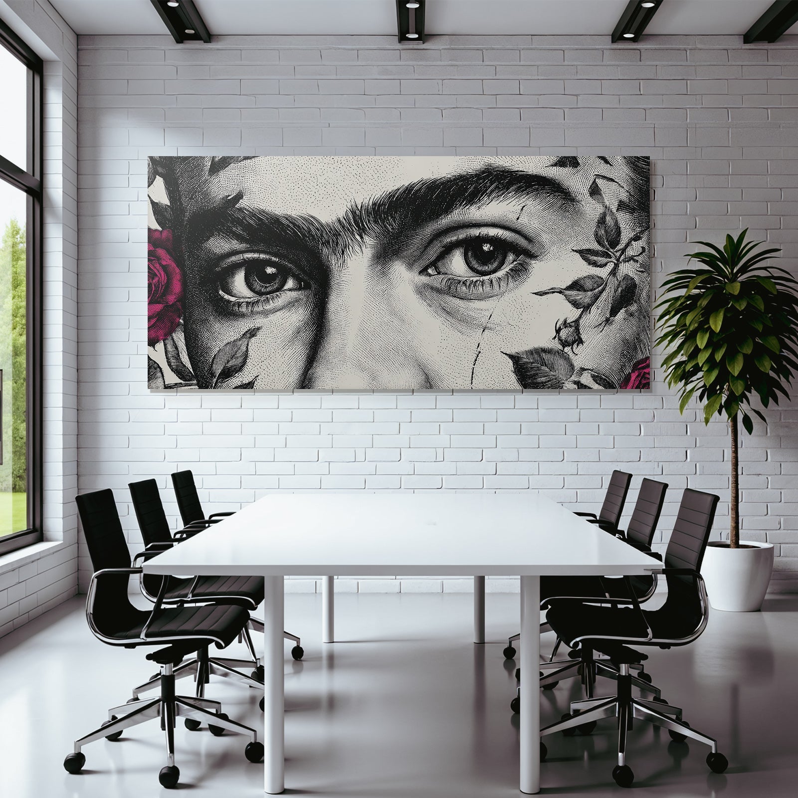 Augene In Rosen Und Blattwerk Illustration Line Art