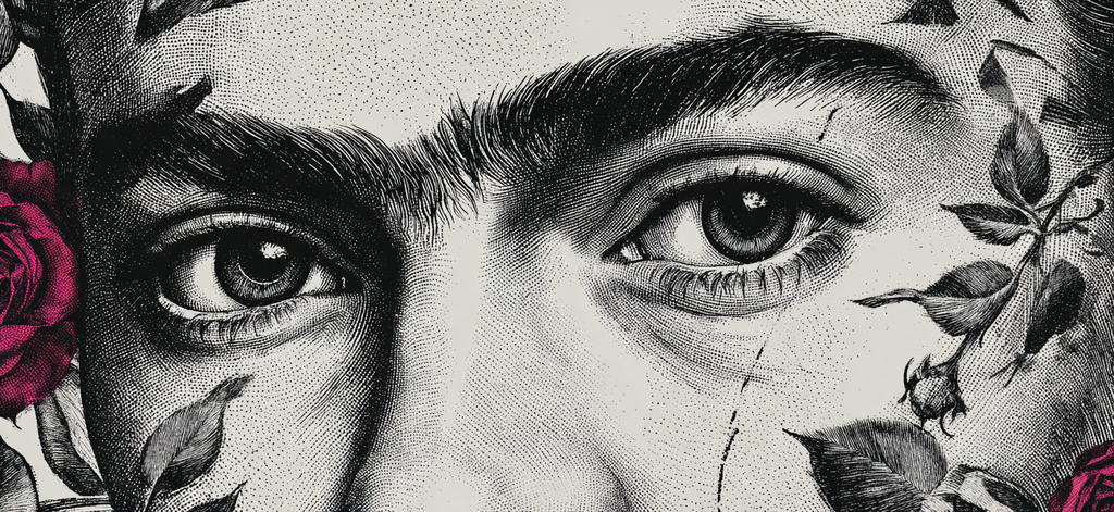 Augene In Rosen Und Blattwerk Illustration Line Art | Tattoo Aesthetik | Menschen und Emotionen