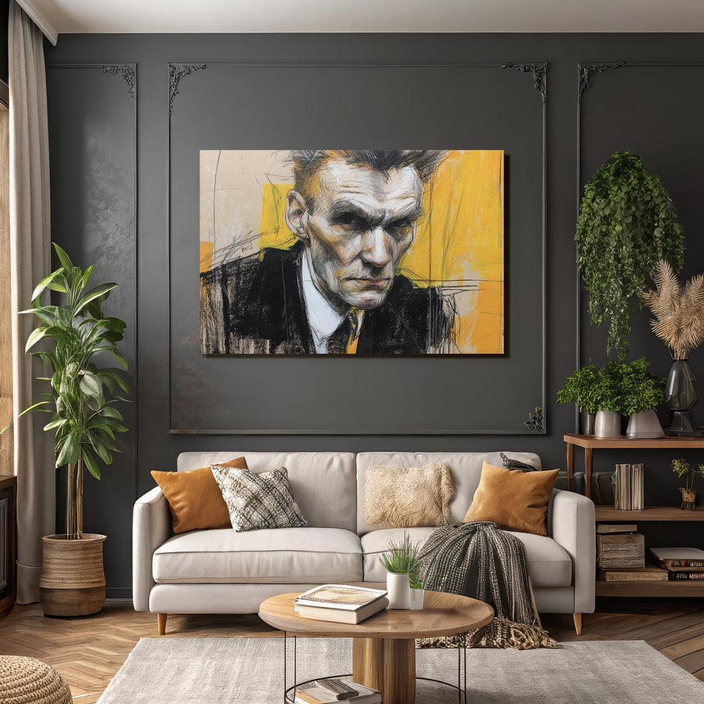 Ausdrucksstarker Portrait Mit Intensität In Gelb Und Schwarz