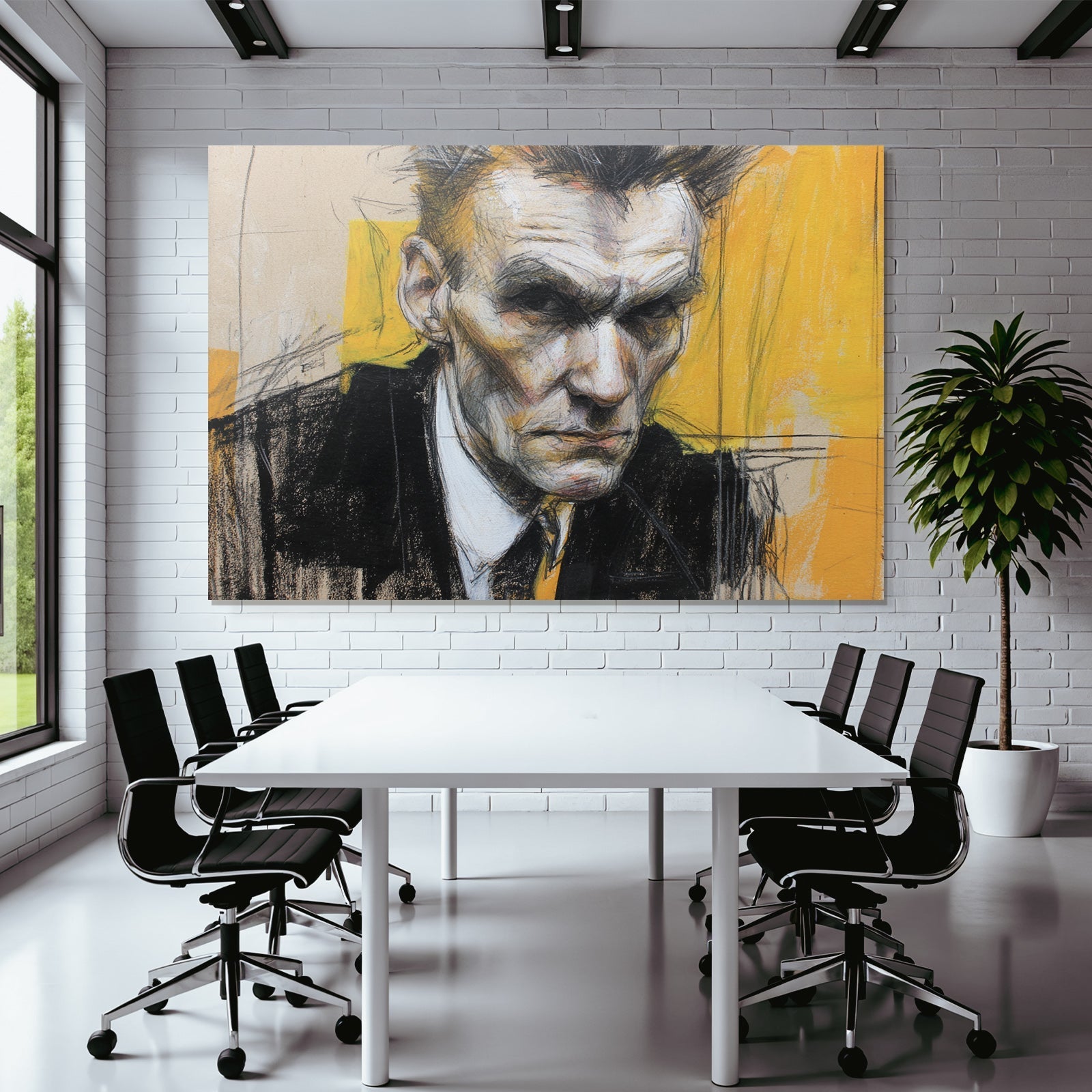 Ausdrucksstarker Portrait Mit Intensität In Gelb Und Schwarz