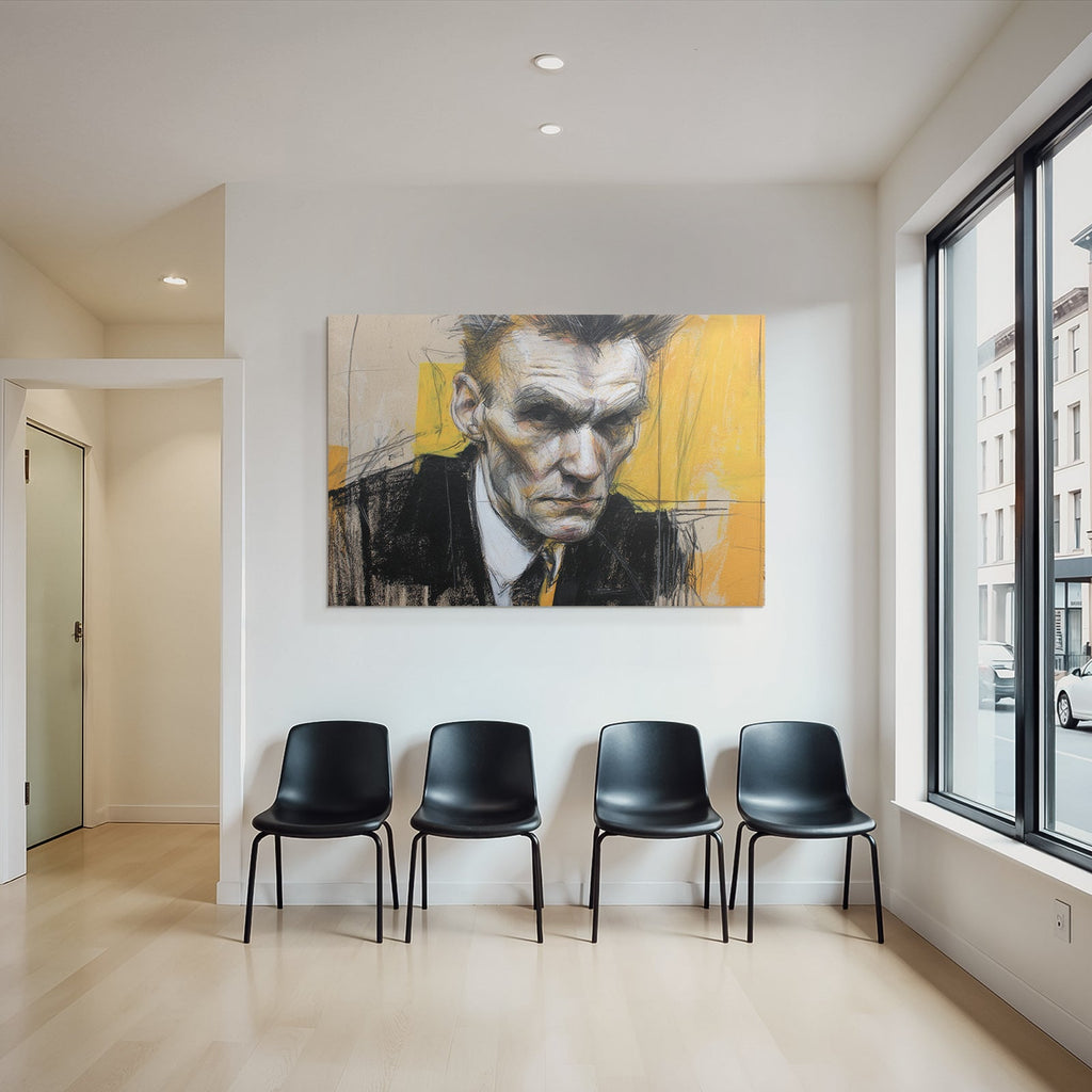 Ausdrucksstarker Portrait Mit Intensität In Gelb Und Schwarz