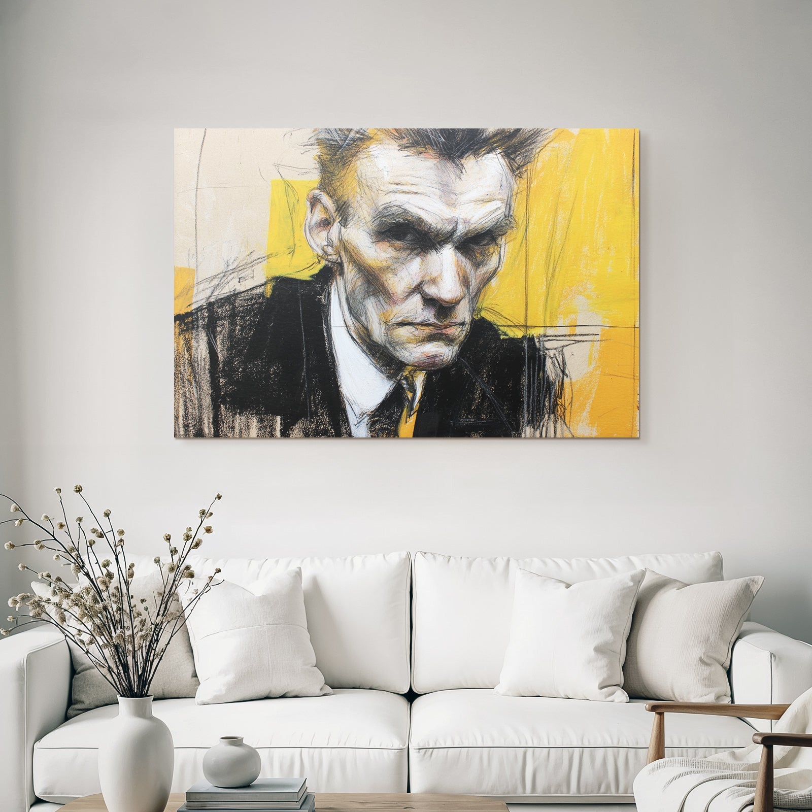 Ausdrucksstarker Portrait Mit Intensität In Gelb Und Schwarz