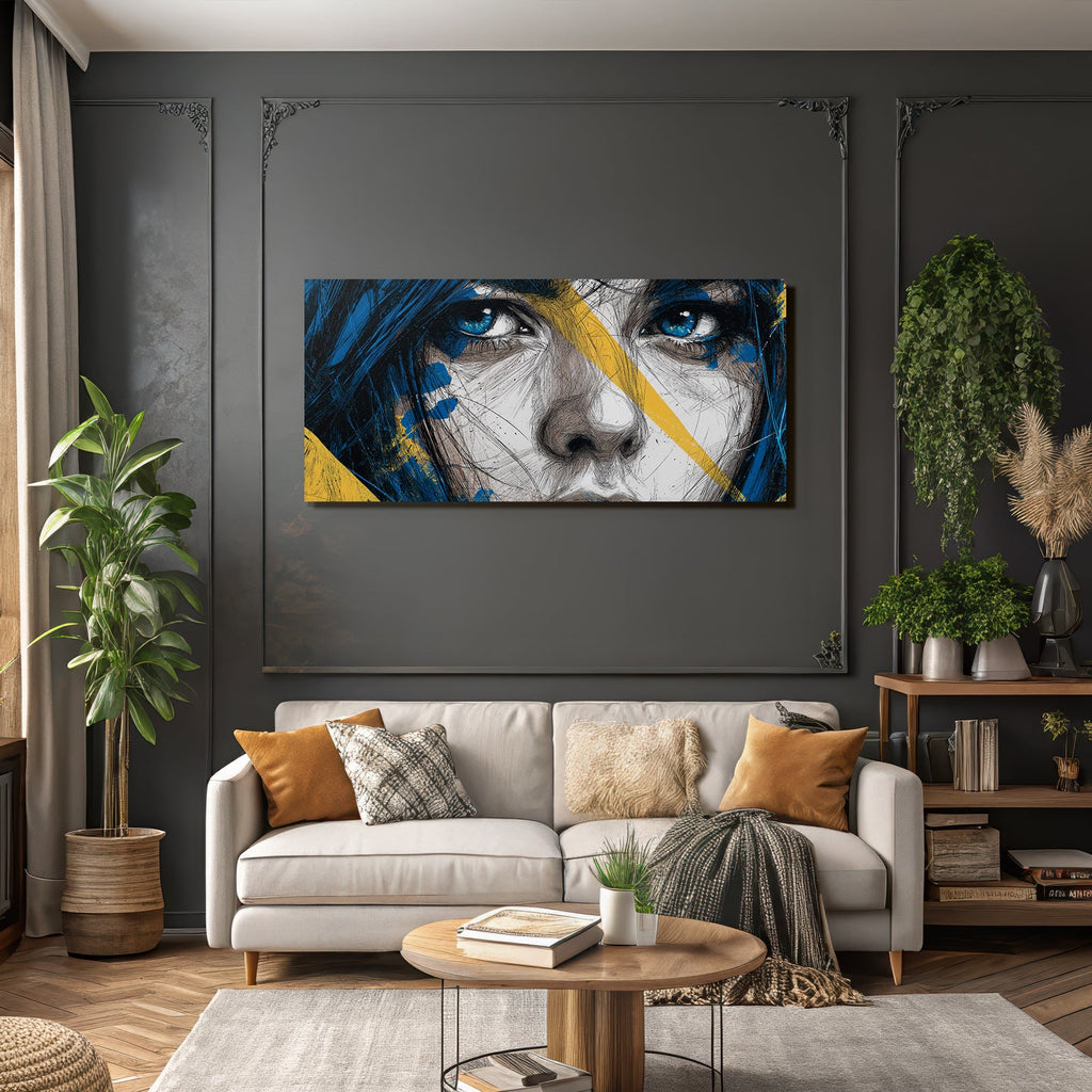 Blaür Augen Charakter Mit Facepaint Illustration
