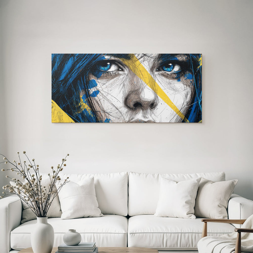 Blaür Augen Charakter Mit Facepaint Illustration