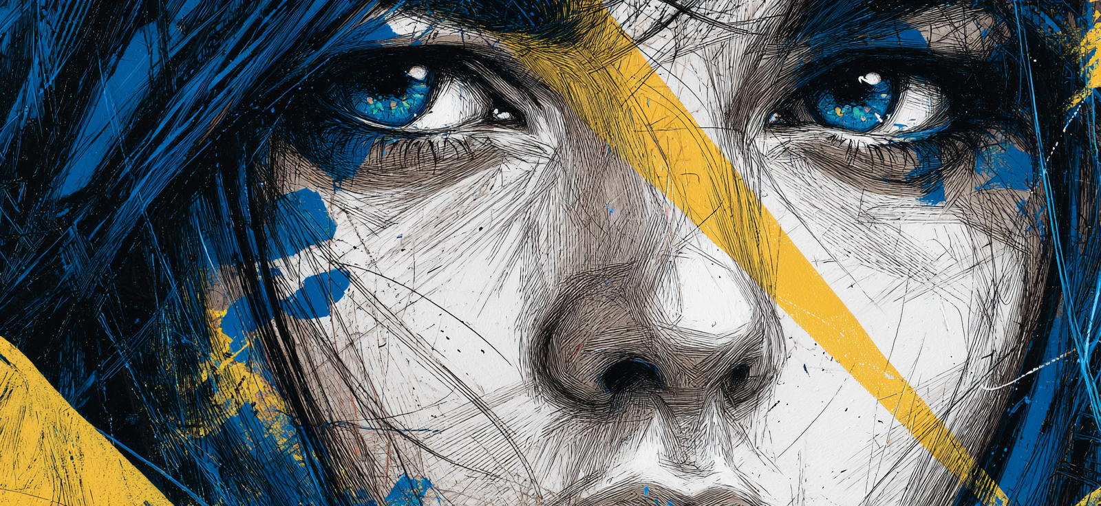 Blaür Augen Charakter Mit Facepaint Illustration | Tattoo Aesthetik | Menschen und Emotionen