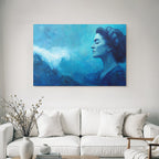 Frau Profil Gegen Meer Illustration In Blau