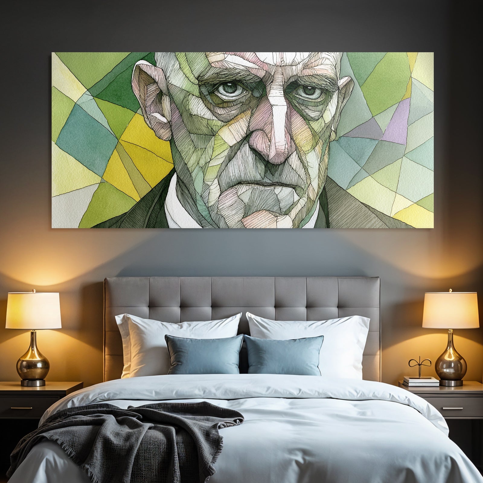 Geometric Abstrakte Porträt Nutzerillustration Vibrante Farben