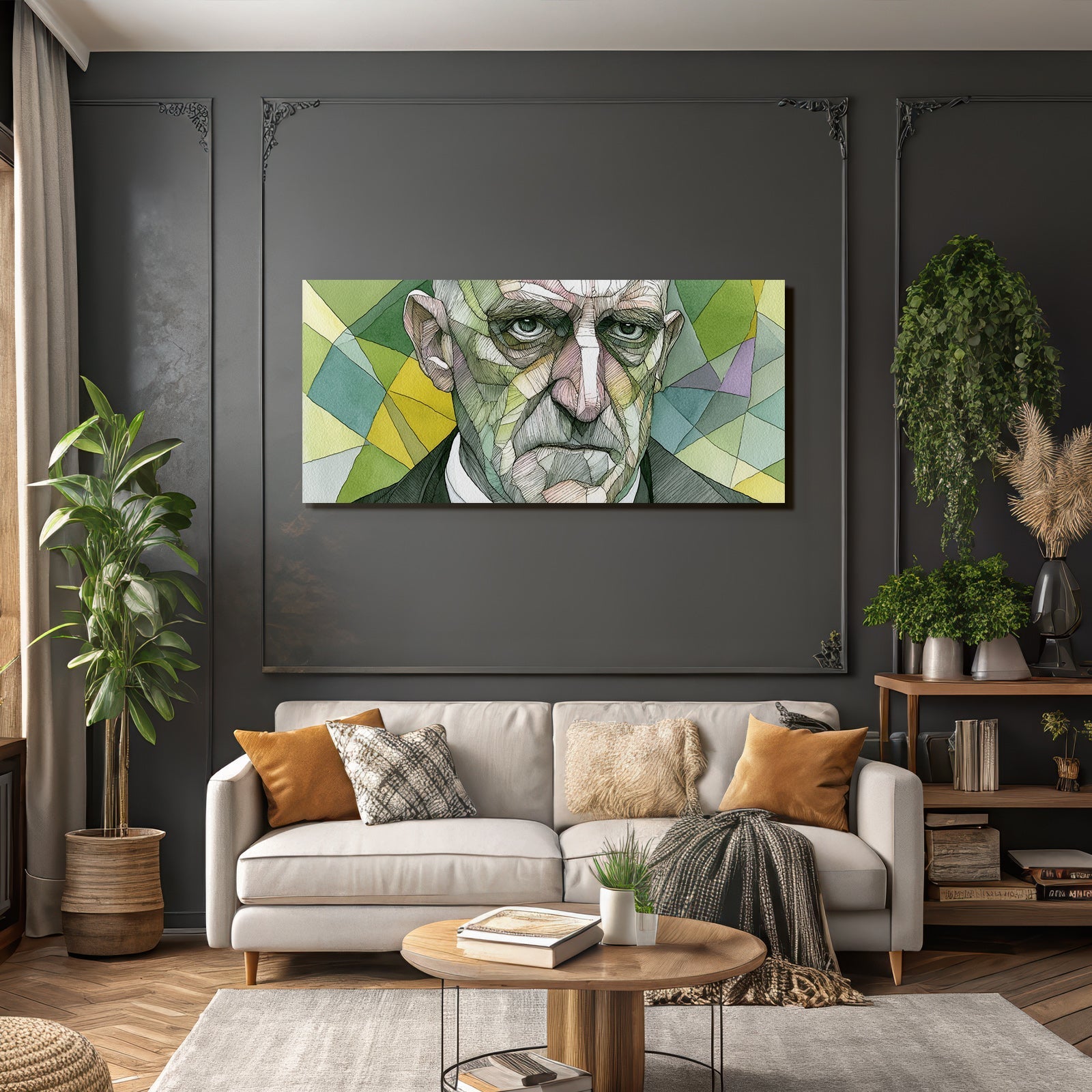 Geometric Abstrakte Porträt Nutzerillustration Vibrante Farben