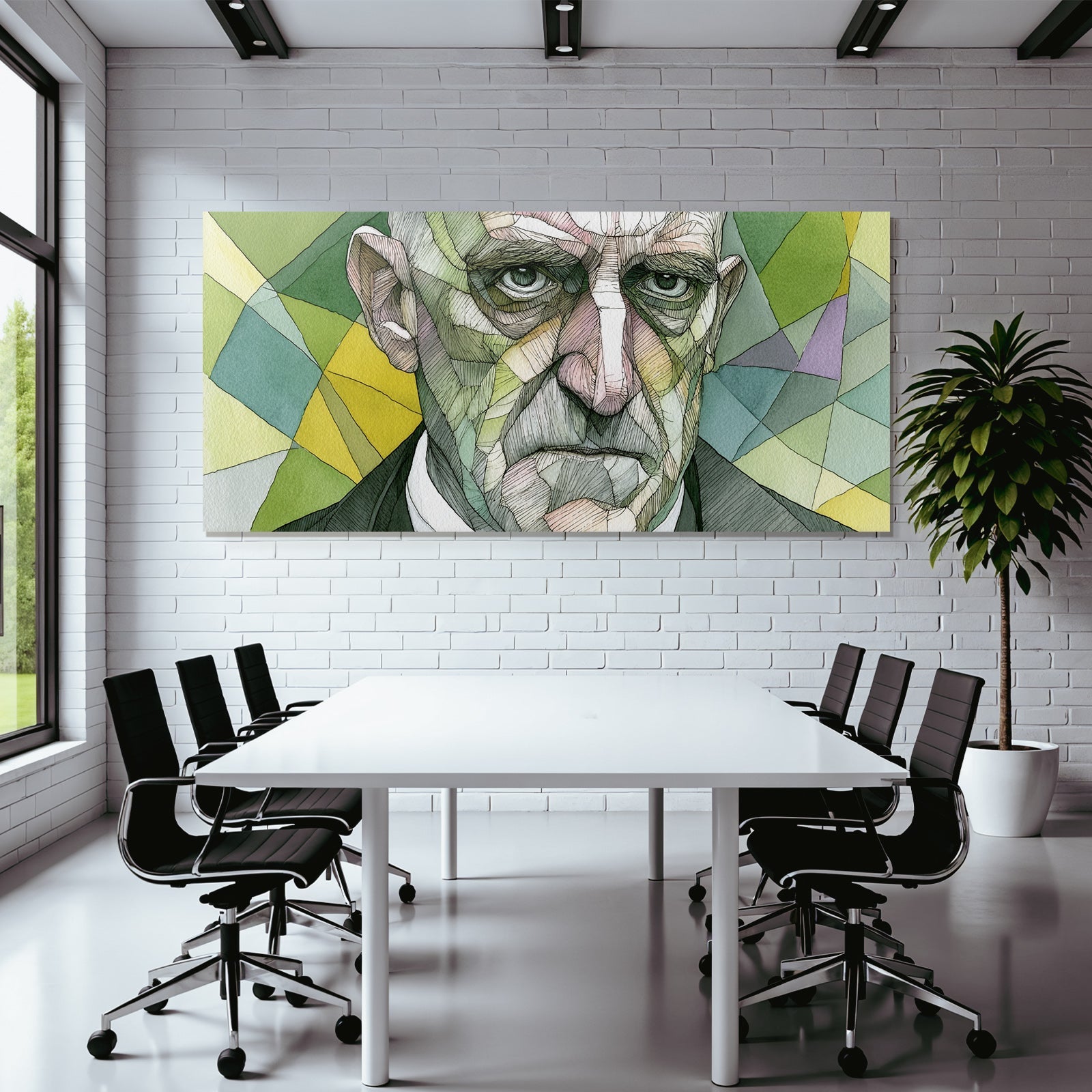 Geometric Abstrakte Porträt Nutzerillustration Vibrante Farben