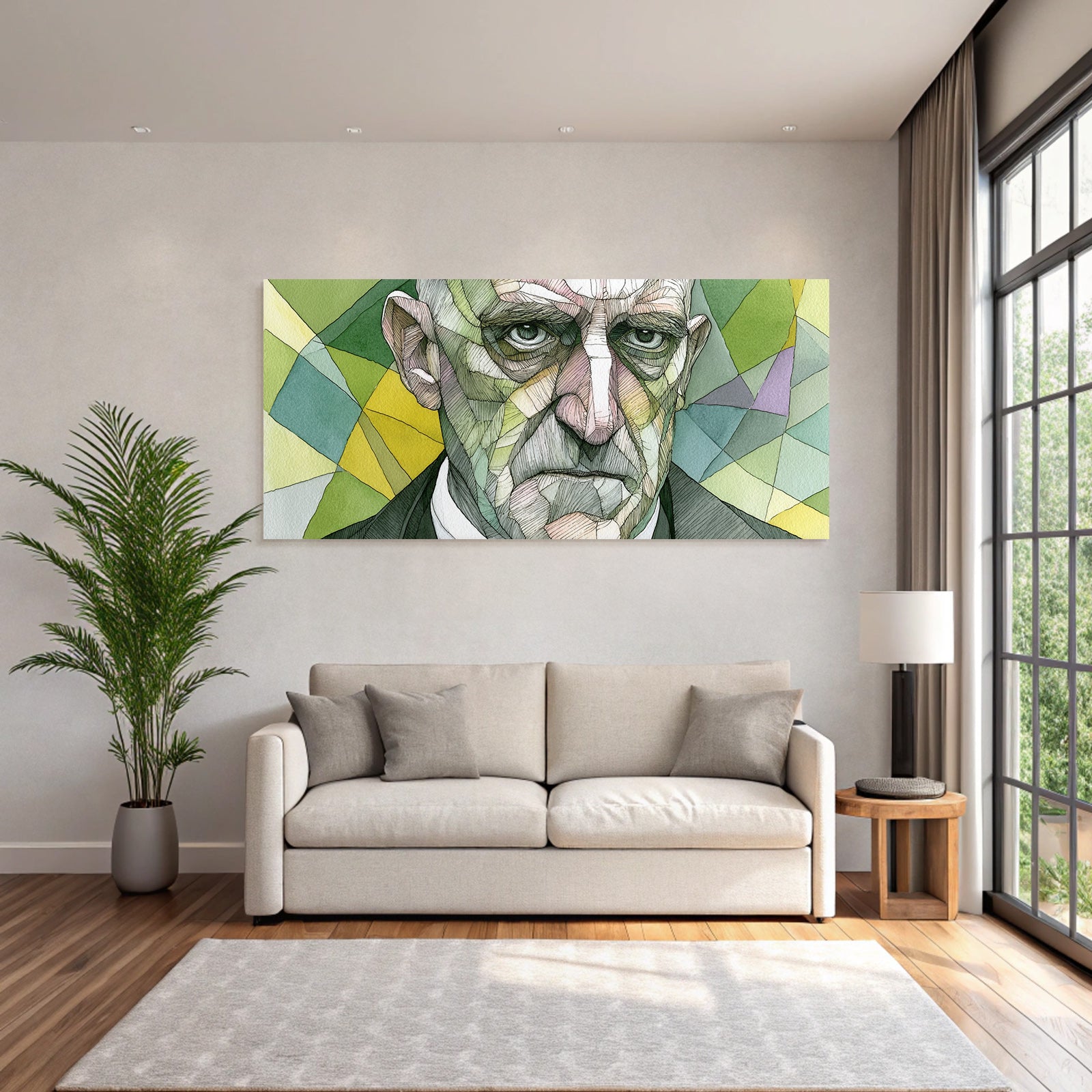 Geometric Abstrakte Porträt Nutzerillustration Vibrante Farben