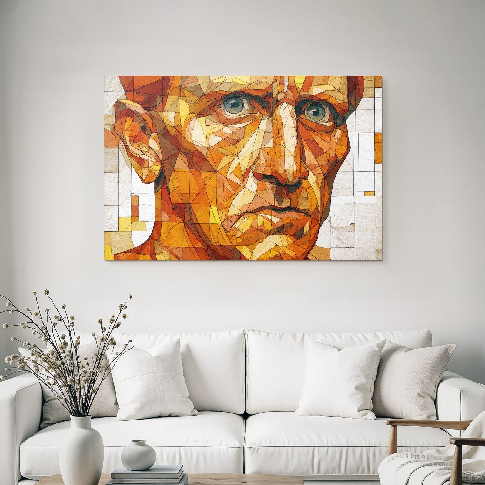 Geometrisches Porträt Warme Farben Kunstvolle Interpretation