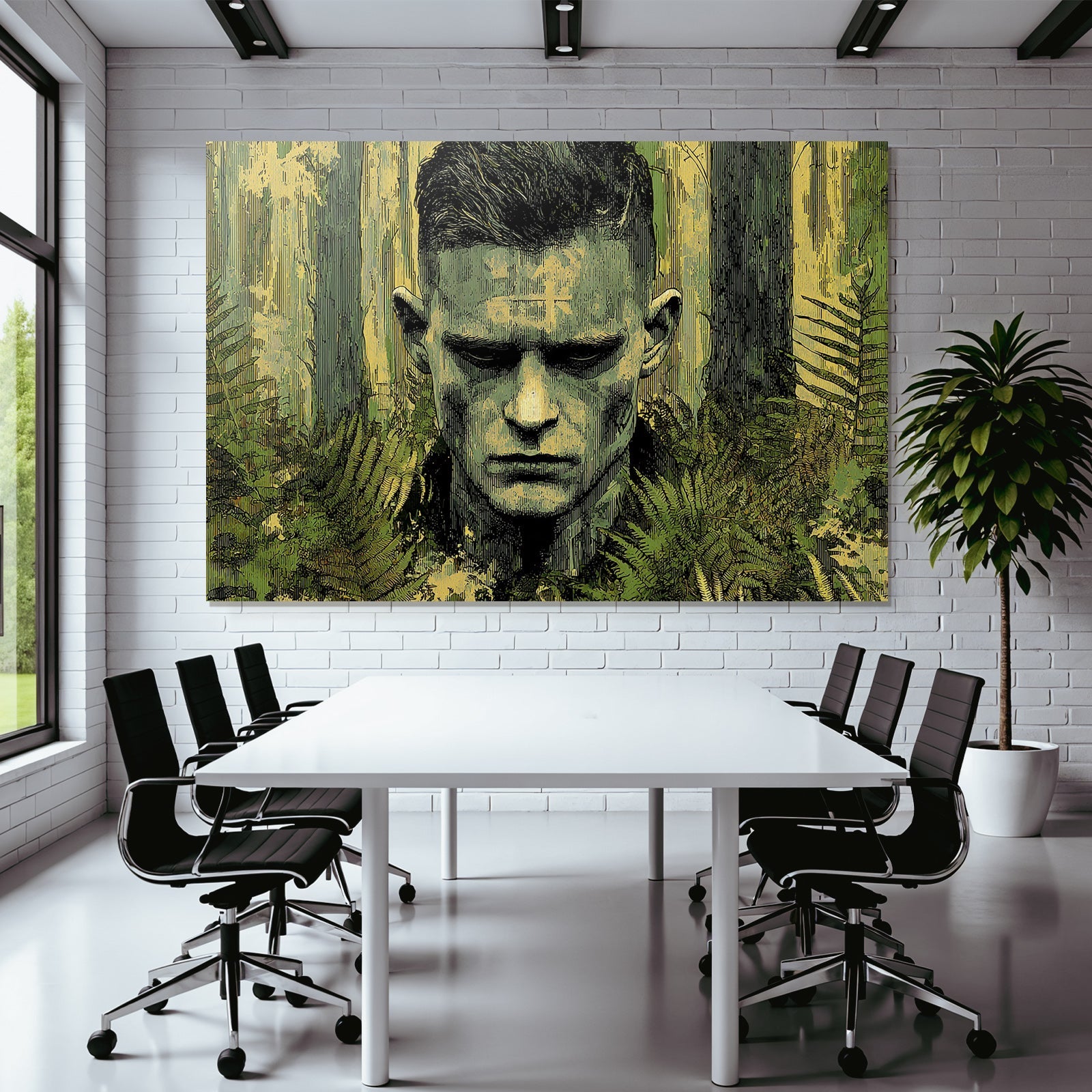 Gestalt Mit Fokussierter Ausdruck Im Wald Hintergrund