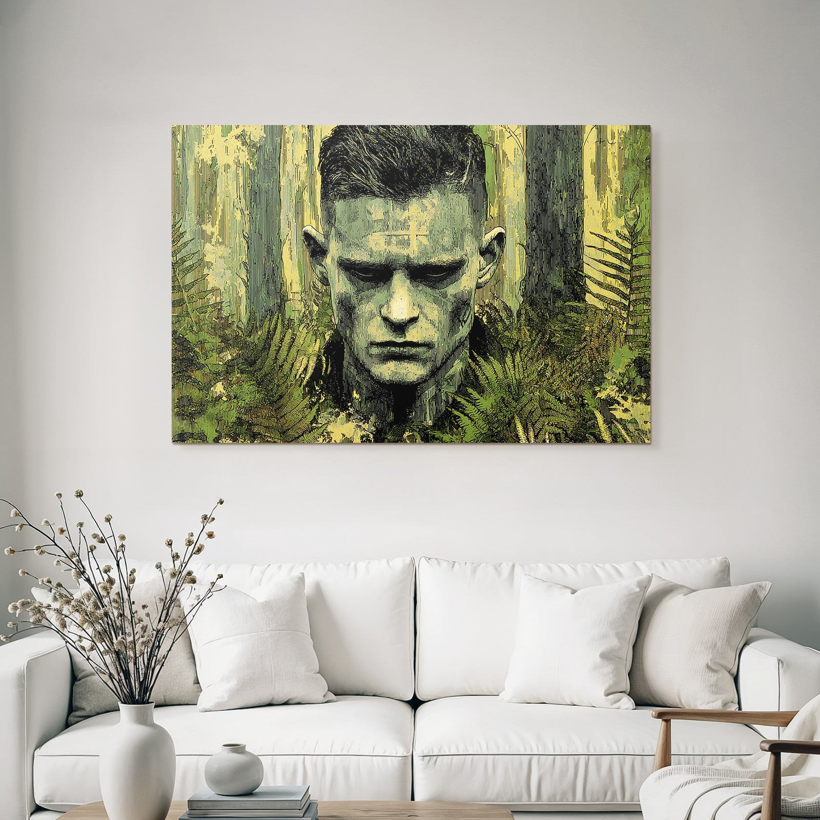 Gestalt Mit Fokussierter Ausdruck Im Wald Hintergrund