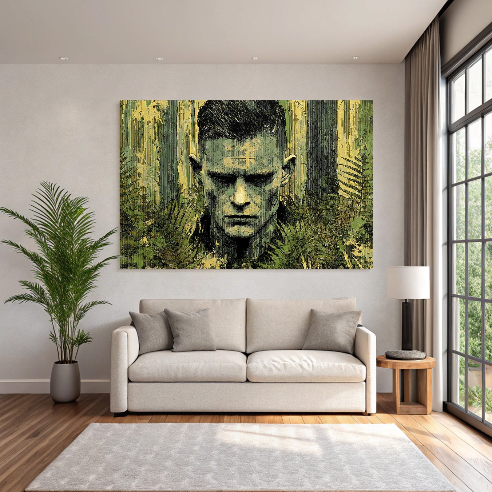 Gestalt Mit Fokussierter Ausdruck Im Wald Hintergrund