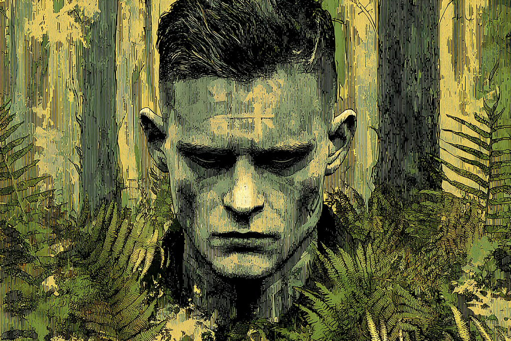 Gestalt Mit Fokussierter Ausdruck Im Wald Hintergrund | Tattoo Aesthetik | Menschen und Emotionen