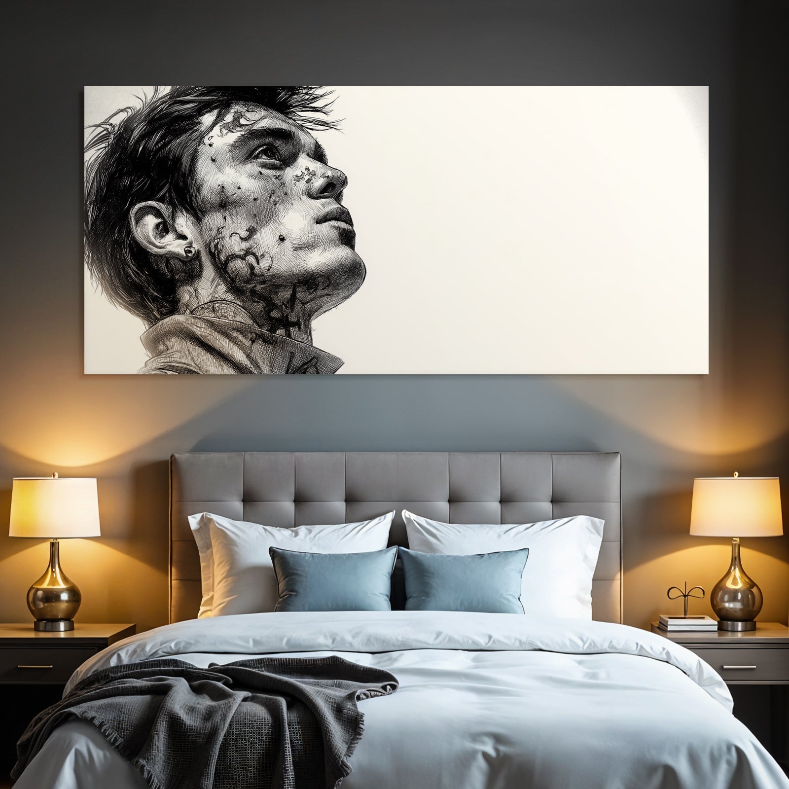 Junger Mann Mit Tattoos Im Gesicht Detailreiche Illustration