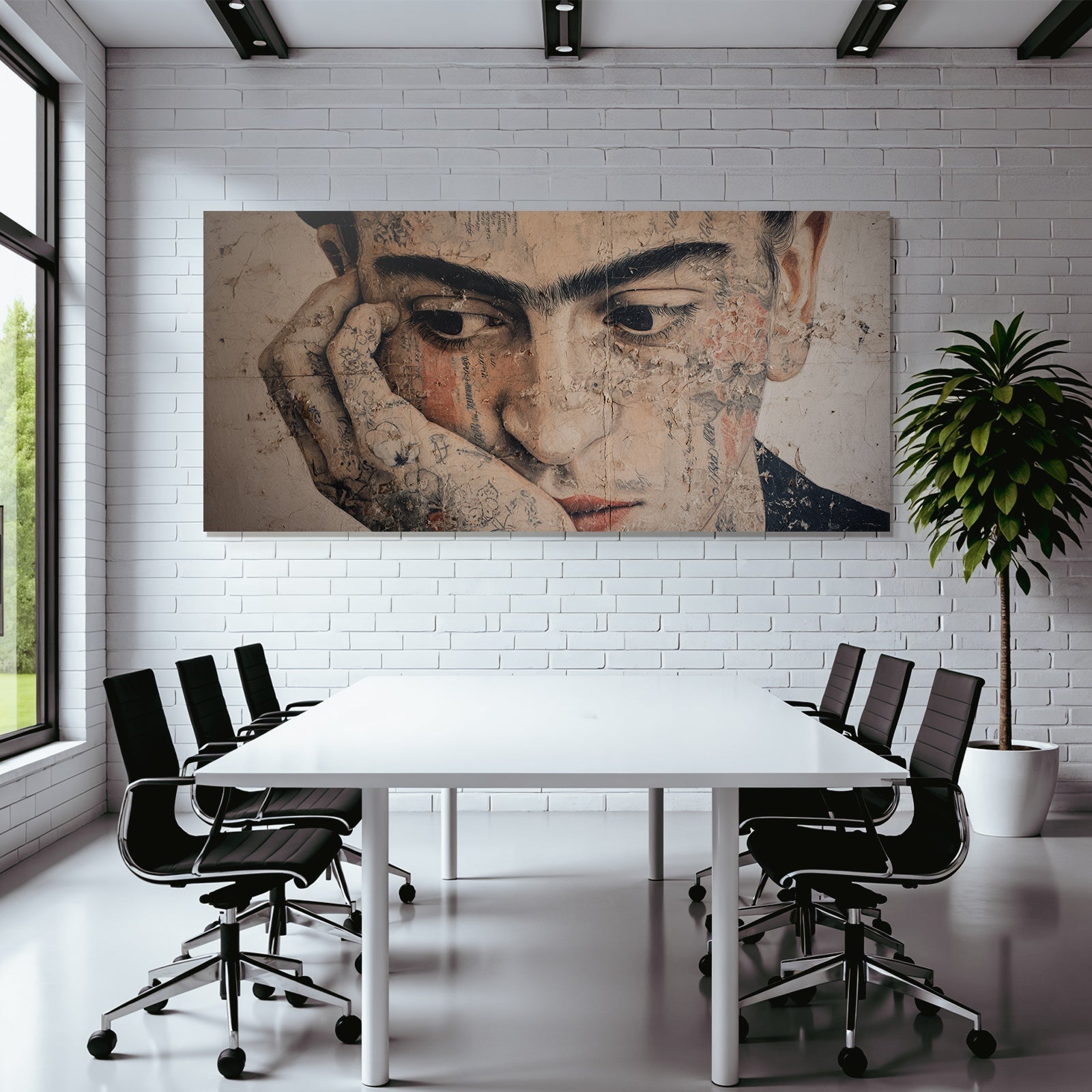 Kontemplative Person Mit Tattoos Auf Der Hand