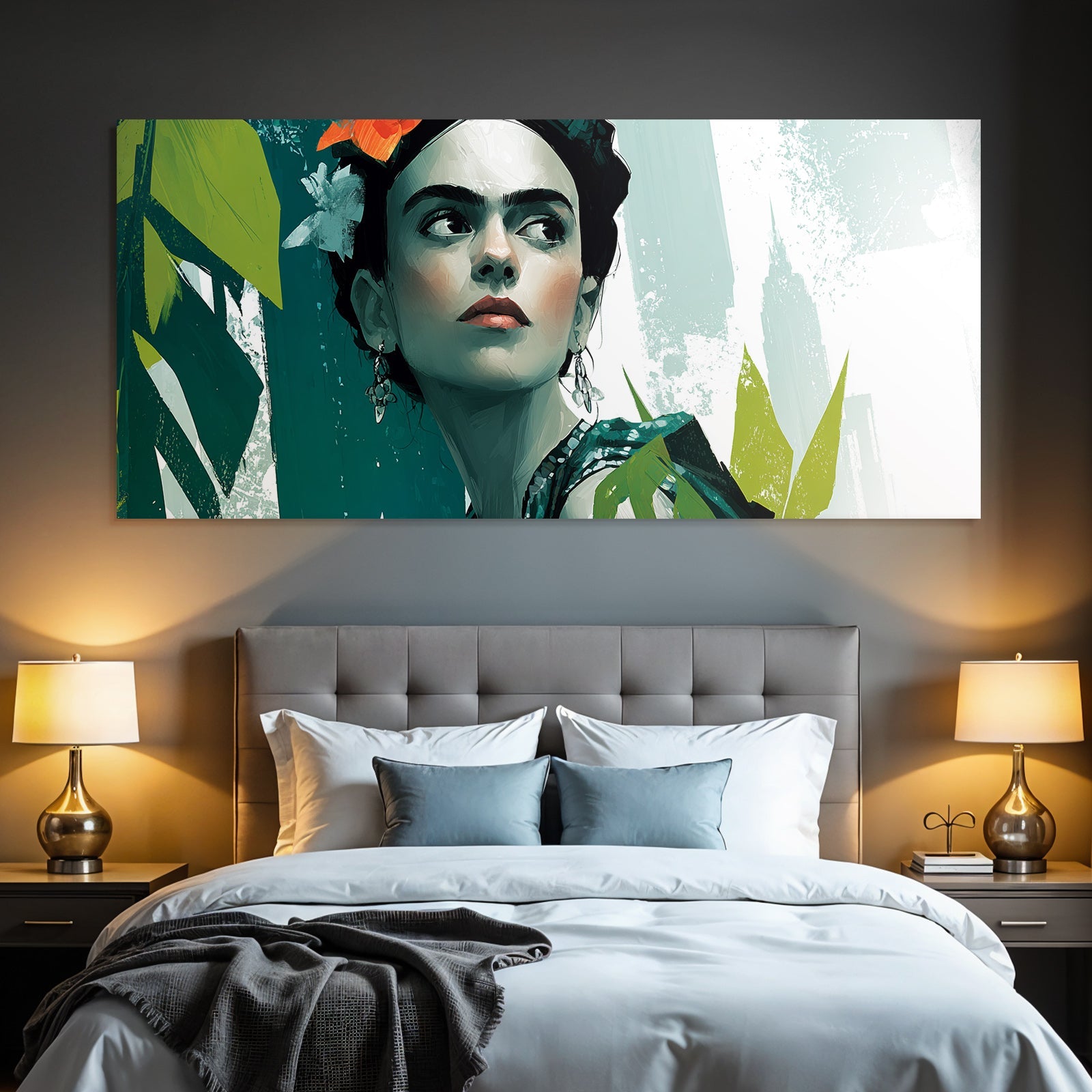 Künstlerische Illustration Einer Weiblichen Figur Mit Blumen Im Hair Und Schmuck