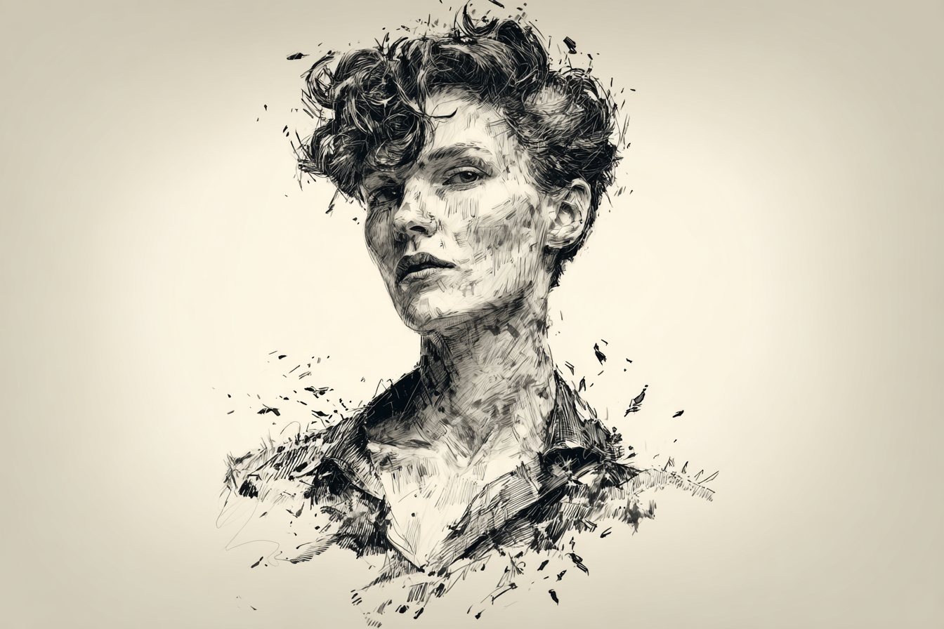 Künstlerische Skizze Person Modernes Abstraktes Portrait | Tattoo Aesthetik | Menschen und Emotionen