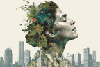 Mensch Natur Verbindung Stadtlandschaft Illustration | Tattoo Aesthetik | Menschen und Emotionen