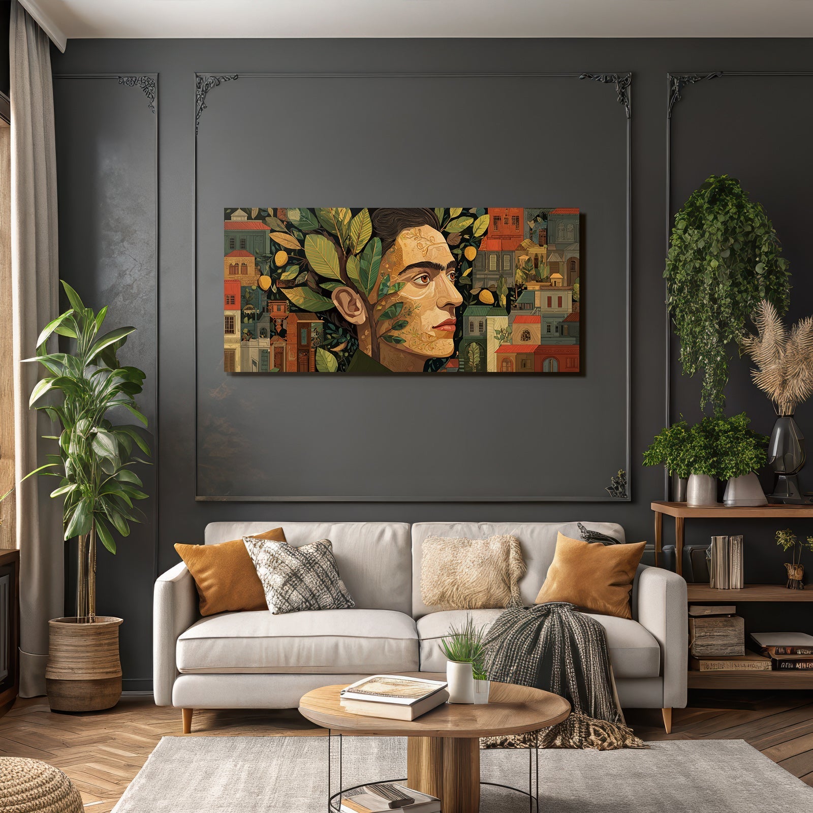 Menschliche Folge Natürliche Und Städtische Elemente Kunstwerk