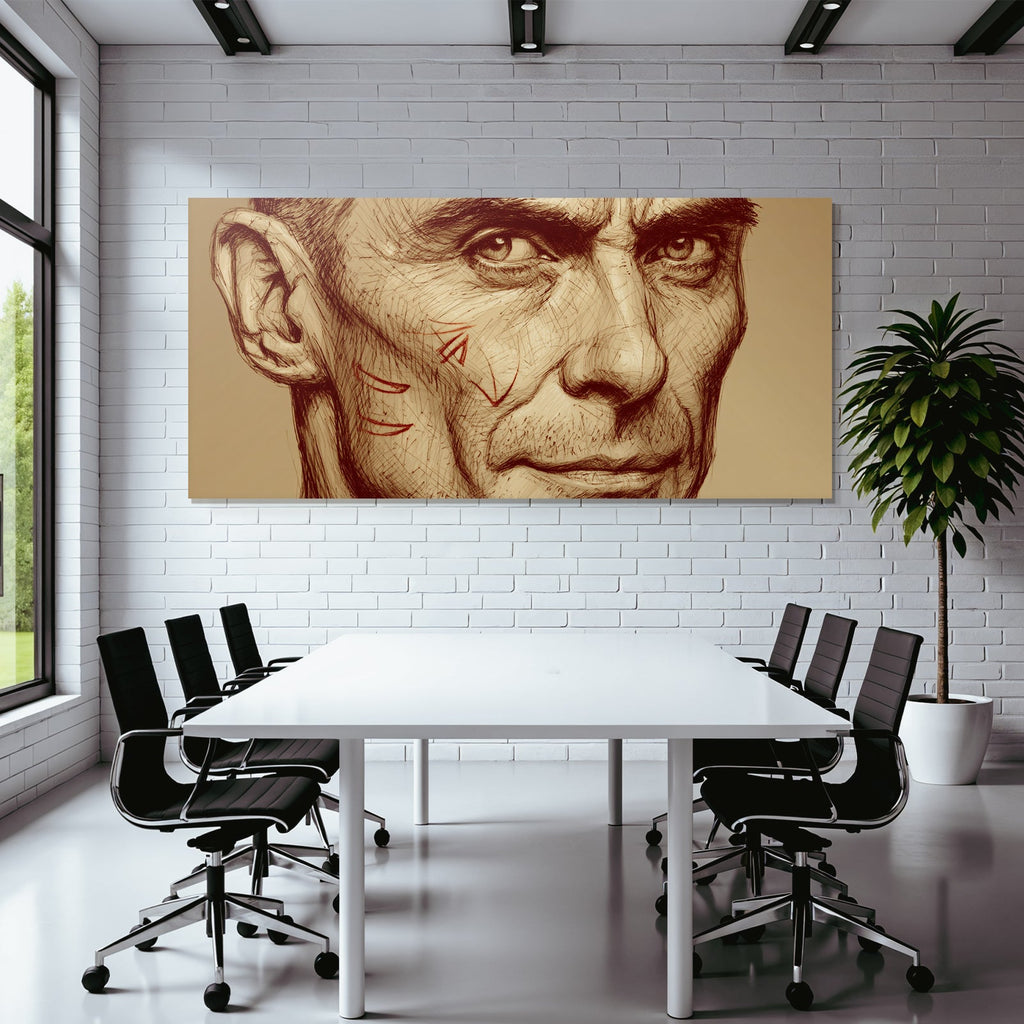 Menschliches Portrait Mit Detailreichen Kampfnarben Skizze