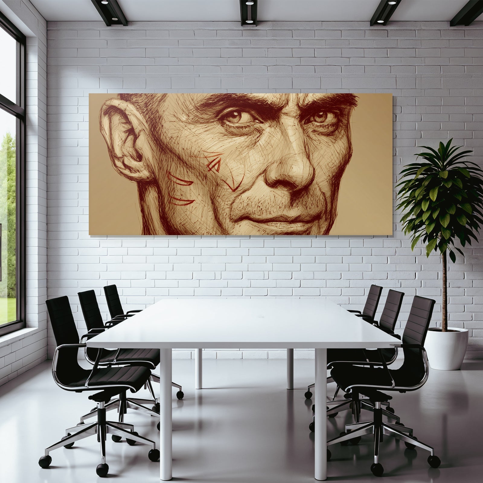 Menschliches Portrait Mit Detailreichen Kampfnarben Skizze