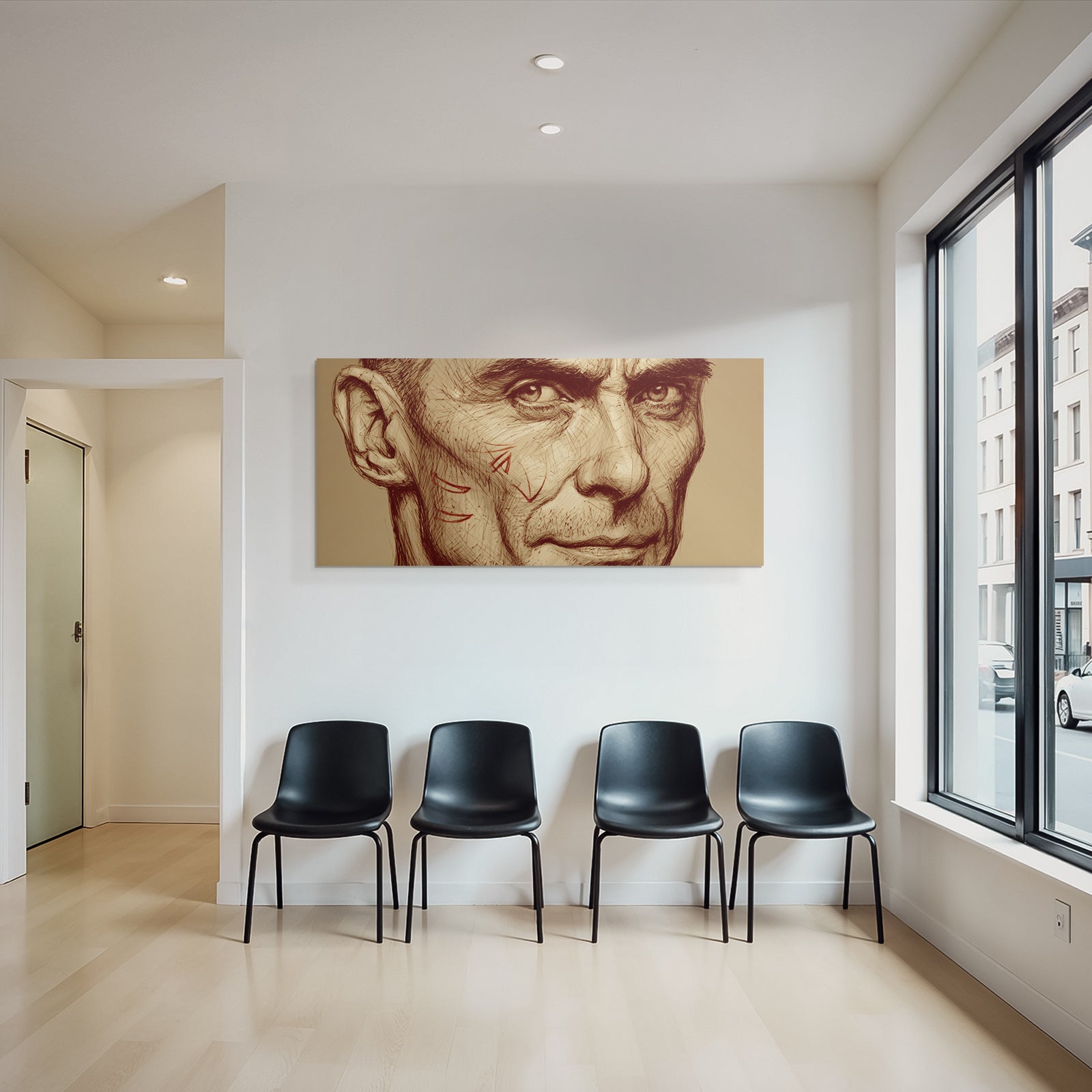 Menschliches Portrait Mit Detailreichen Kampfnarben Skizze