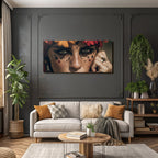 Nahaufnahme Portrait Mit Augen Makeup Freckles Florale Elemente