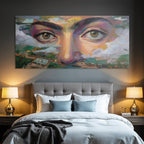 Naheaufnahme Der Augen Einer Person Mit Einem Farbigen Abstract Hintergrund