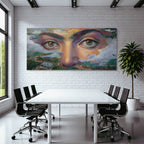 Naheaufnahme Der Augen Einer Person Mit Einem Farbigen Abstract Hintergrund