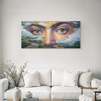 Naheaufnahme Der Augen Einer Person Mit Einem Farbigen Abstract Hintergrund