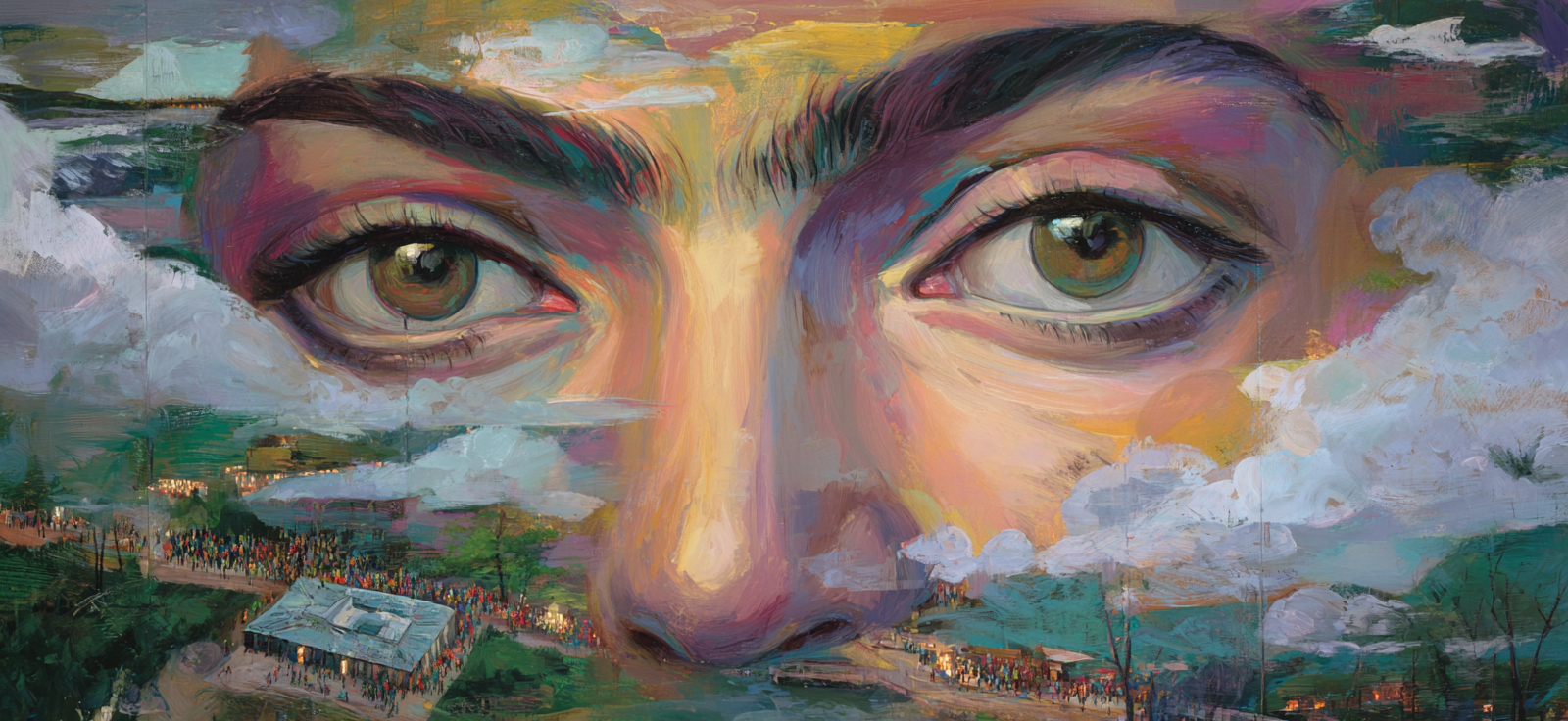 Naheaufnahme Der Augen Einer Person Mit Einem Farbigen Abstract Hintergrund | Tattoo Aesthetik | Menschen und Emotionen