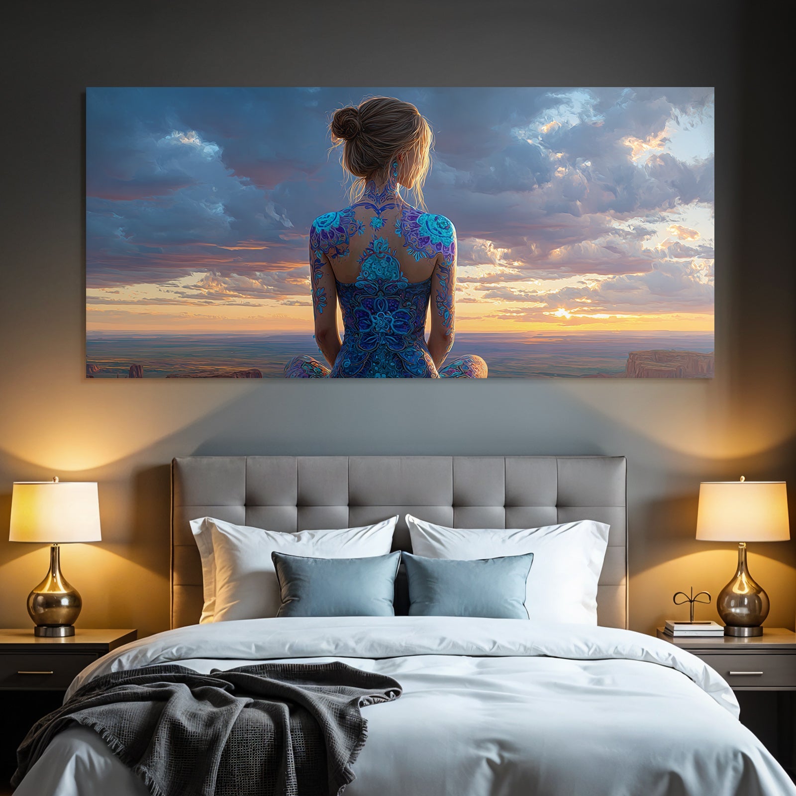 Person Mit Körperkunst Und Sonnenuntergang Szenen