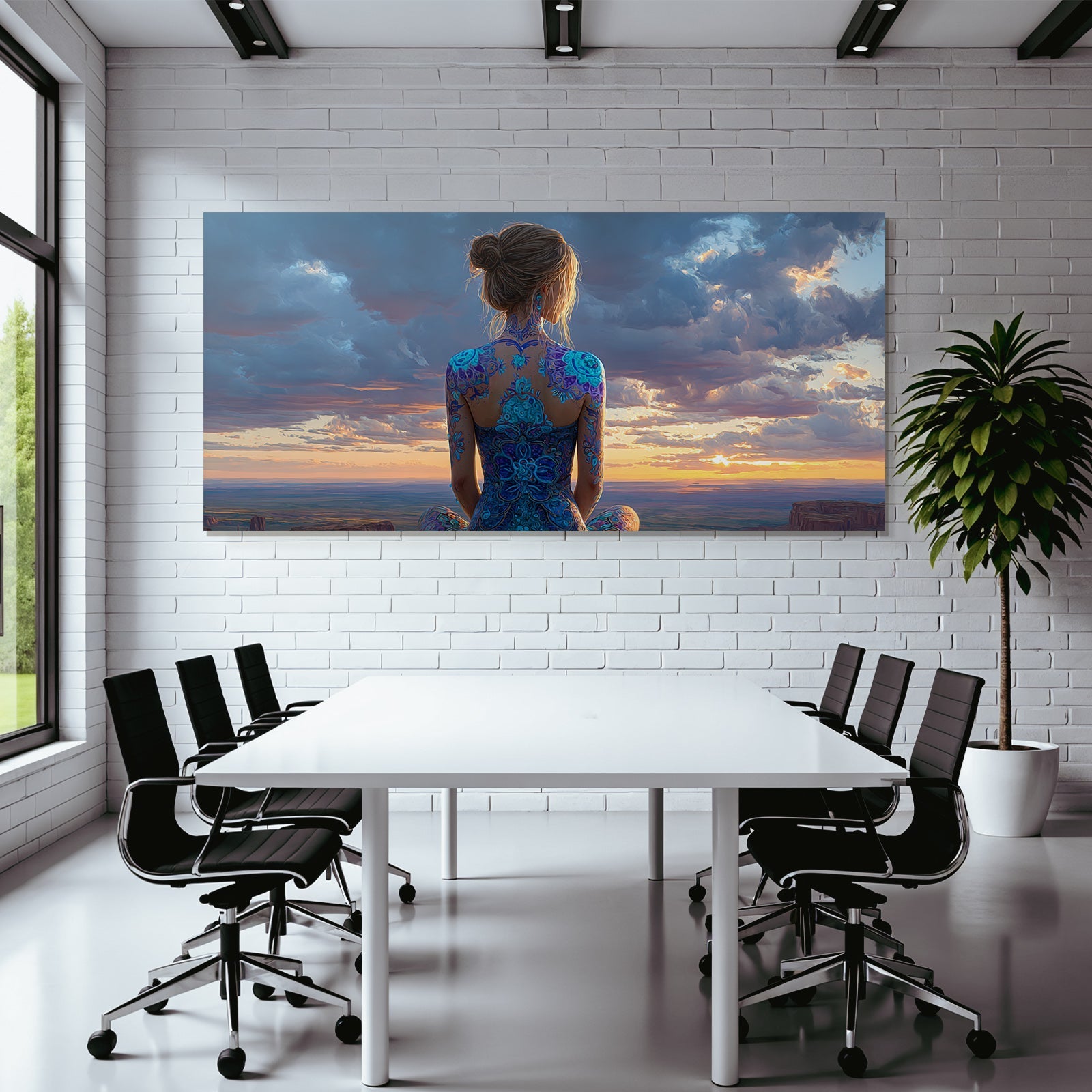 Person Mit Körperkunst Und Sonnenuntergang Szenen