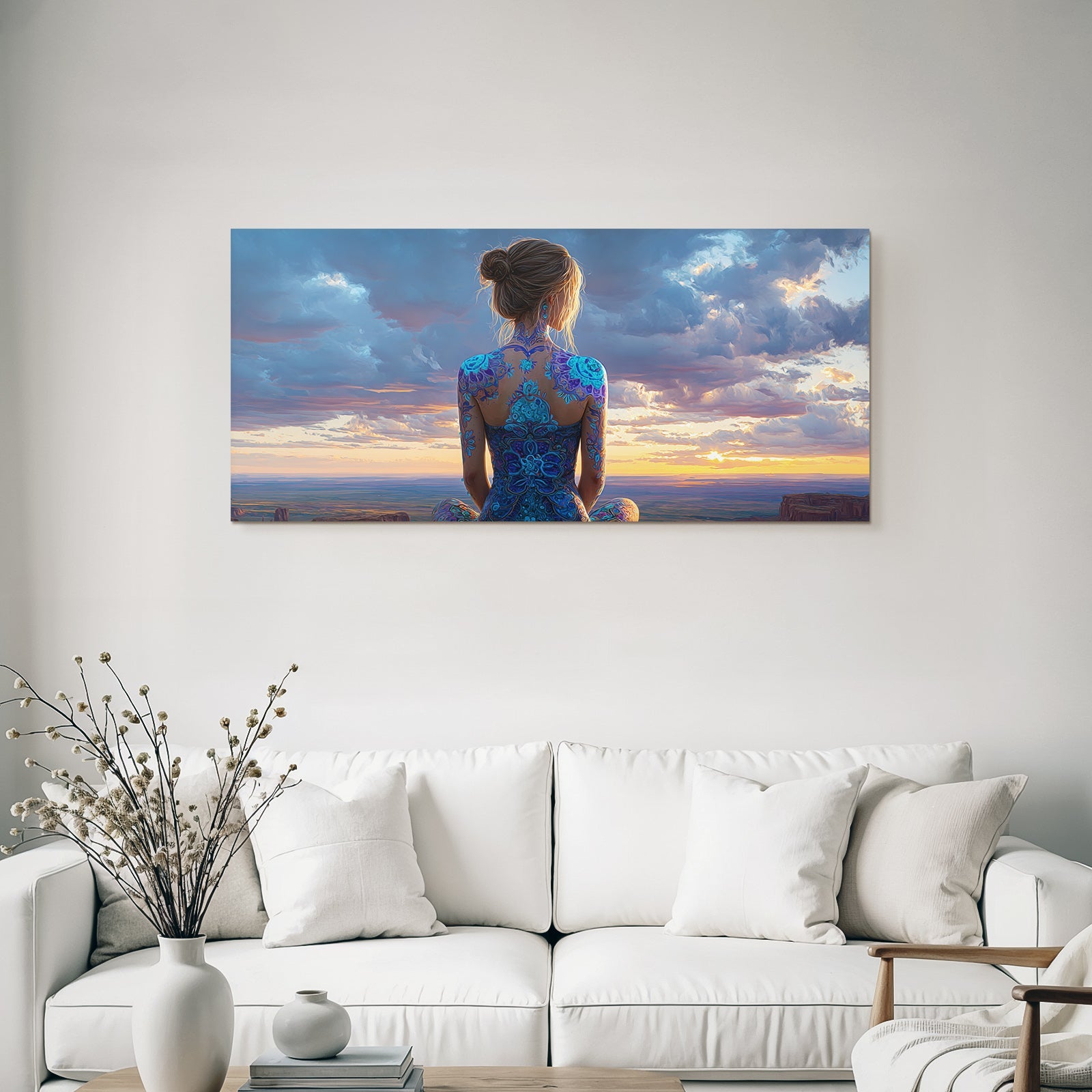 Person Mit Körperkunst Und Sonnenuntergang Szenen