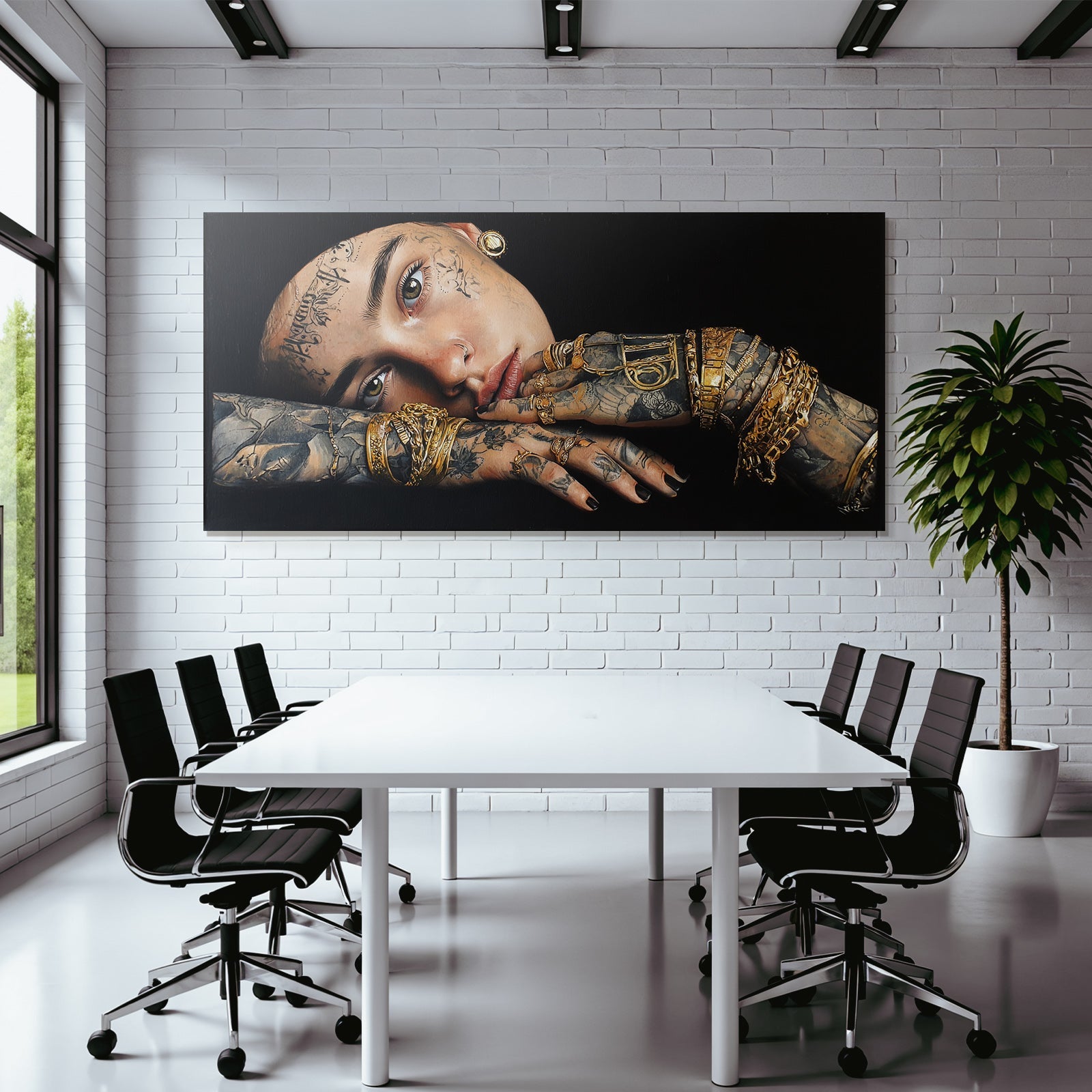 Person Mit Tattoos Und Schmuck Kunstvolle Darstellung