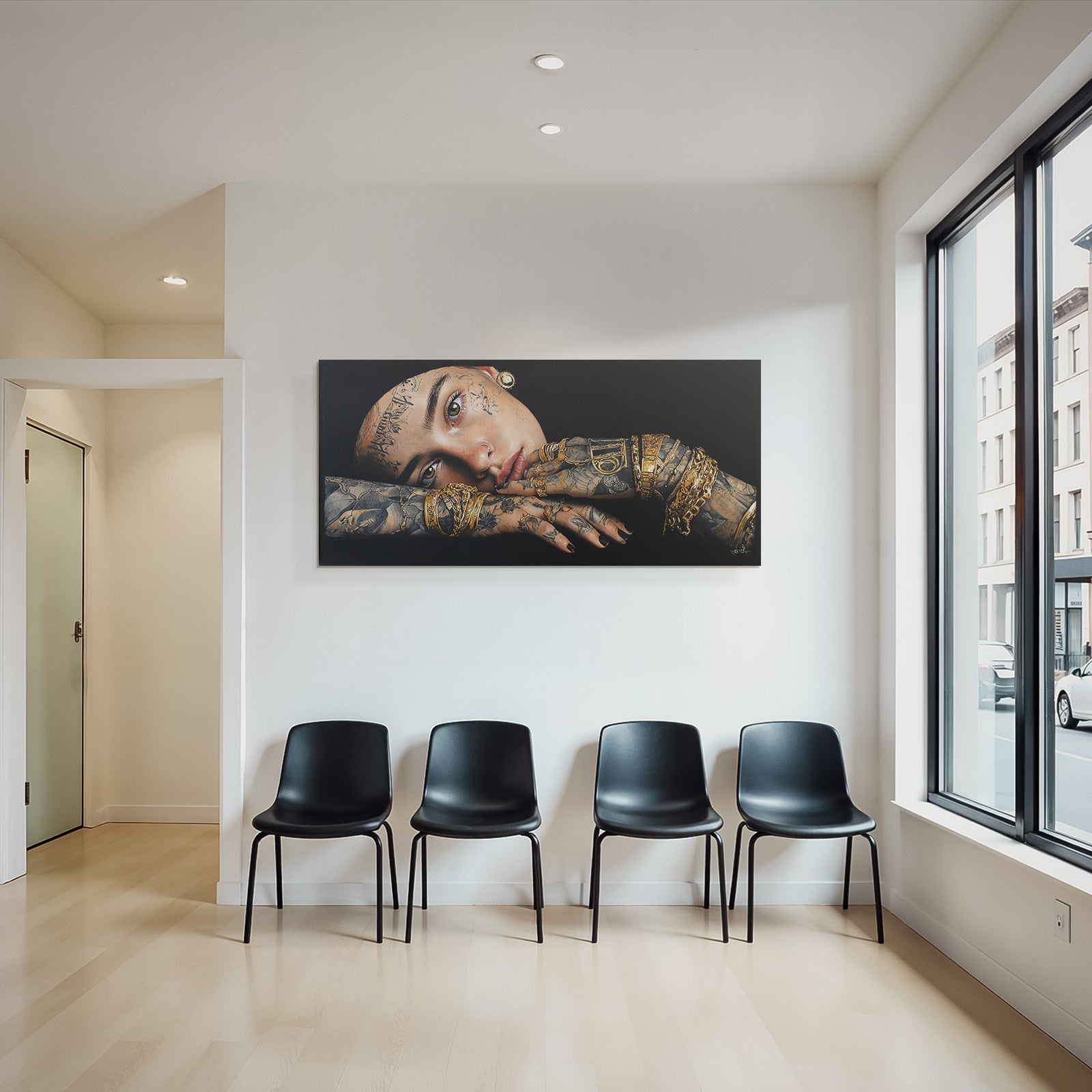 Person Mit Tattoos Und Schmuck Kunstvolle Darstellung